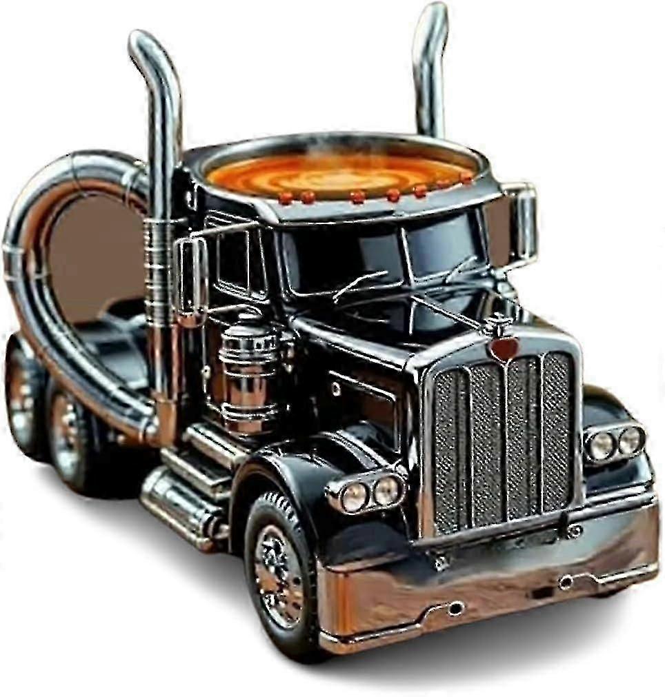 手作りのトラックコーヒーマグ、11オンスのセミトレーラー型セラミックコーヒーカップ、セミトラックコーヒー、コーヒーとトラックの愛好家へのユニークなギフト