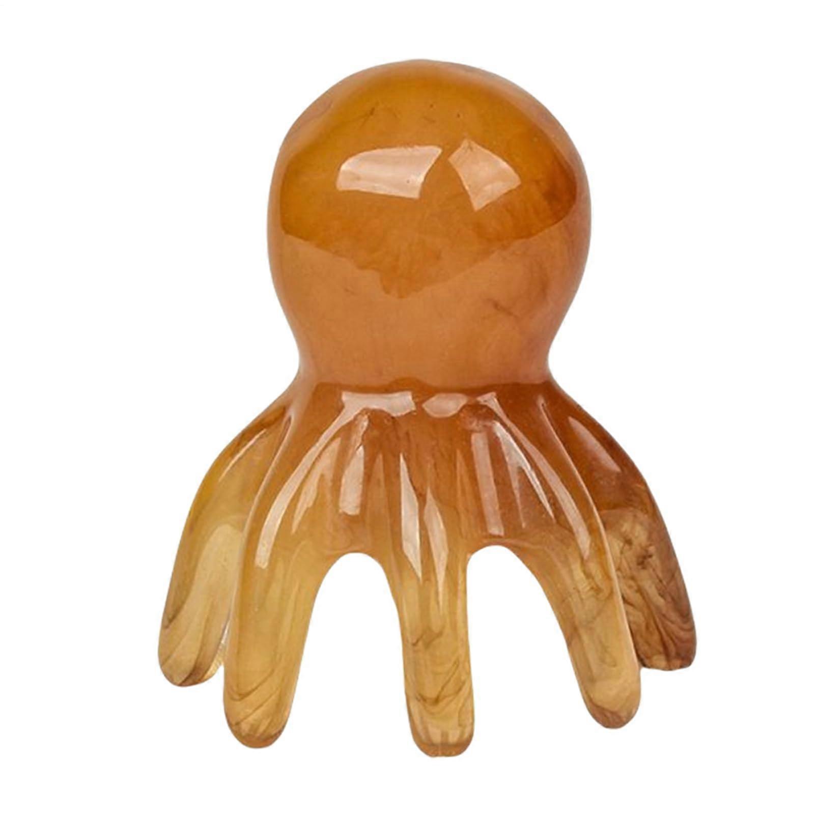 Head Massager Manual Octopus Style Handheld Head Spa Massager for Body and Back Tan