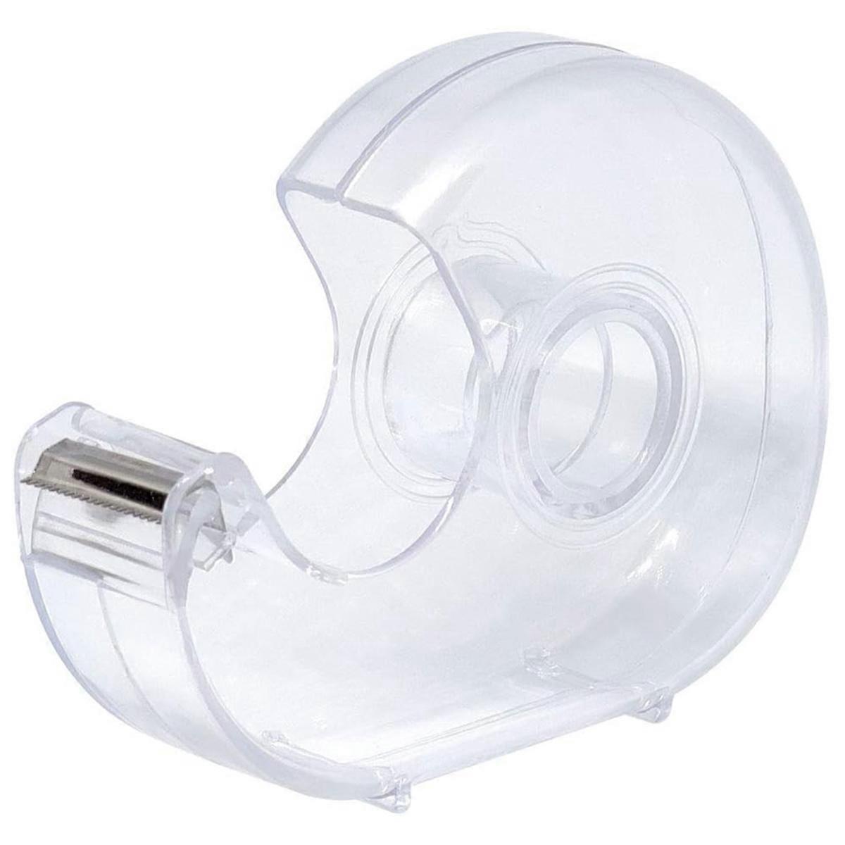 Hand Use Desktop Tape Dispenser, Transparent Plastic Light Weight Portable Refillable Dispenser for