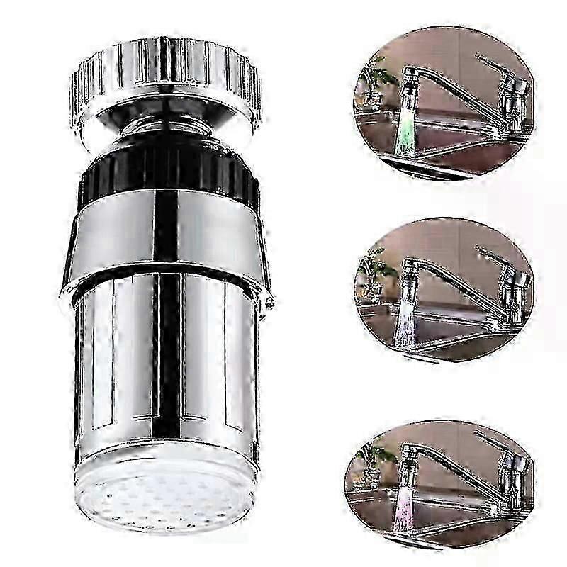 360 قطب LED ضوء صنبور رئيس مهويات التحكم في درجة الحرارة تغيير RGB توهج المياه فوهة الصنبور لحمام المطبخ