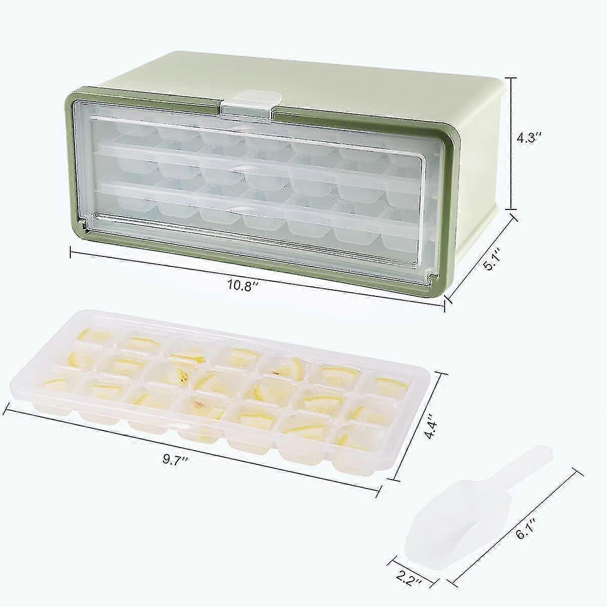 Ice Cube Trays With Lid And Bin, Set Of 3 Ice Cube Mold With Ice Bucket And Ice Scoop
