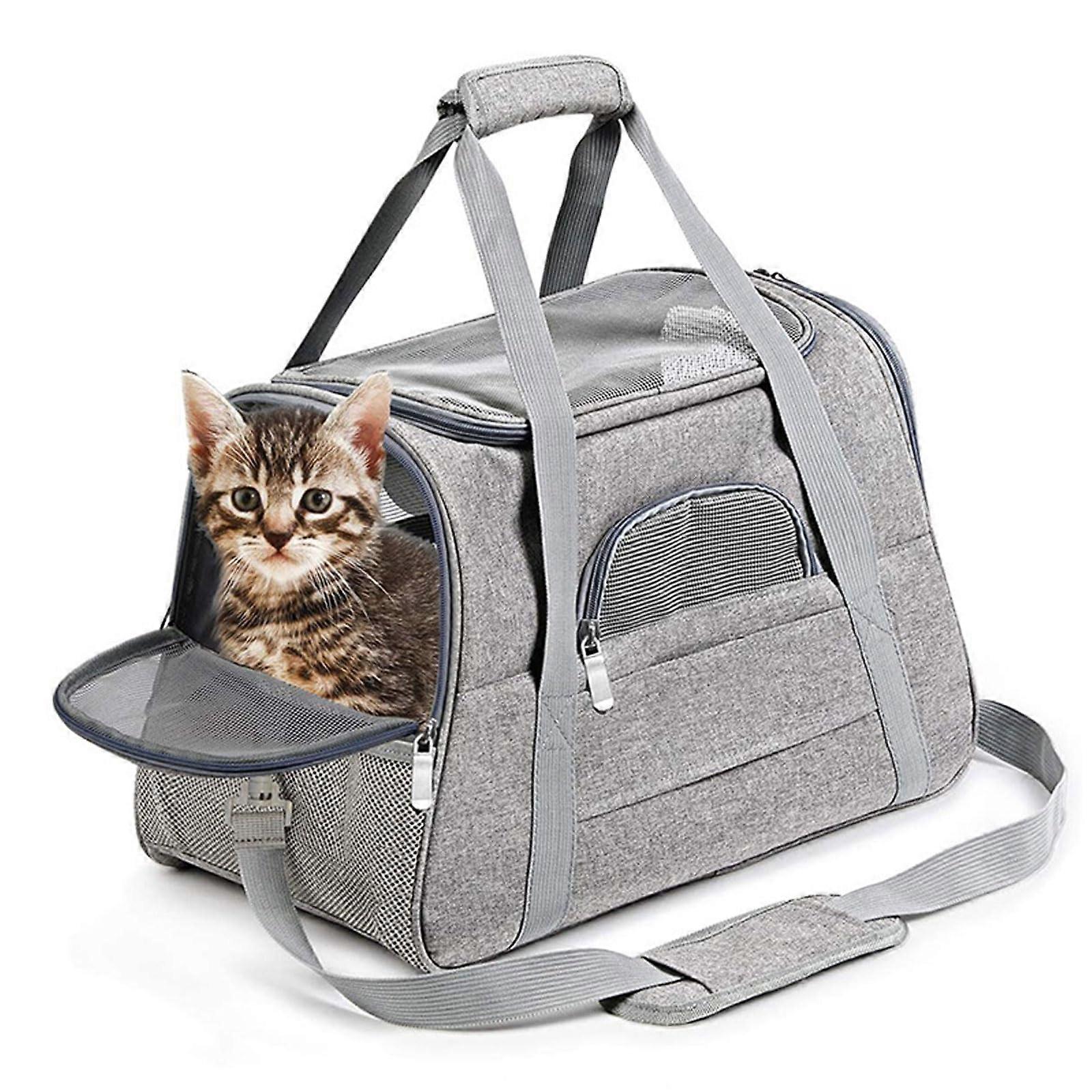 Pet Backpack Cat And Dog Carrier Portable Breathable Rucksack With Opening Mesh Window For Carrying Pet Up To 5 Kg Gray