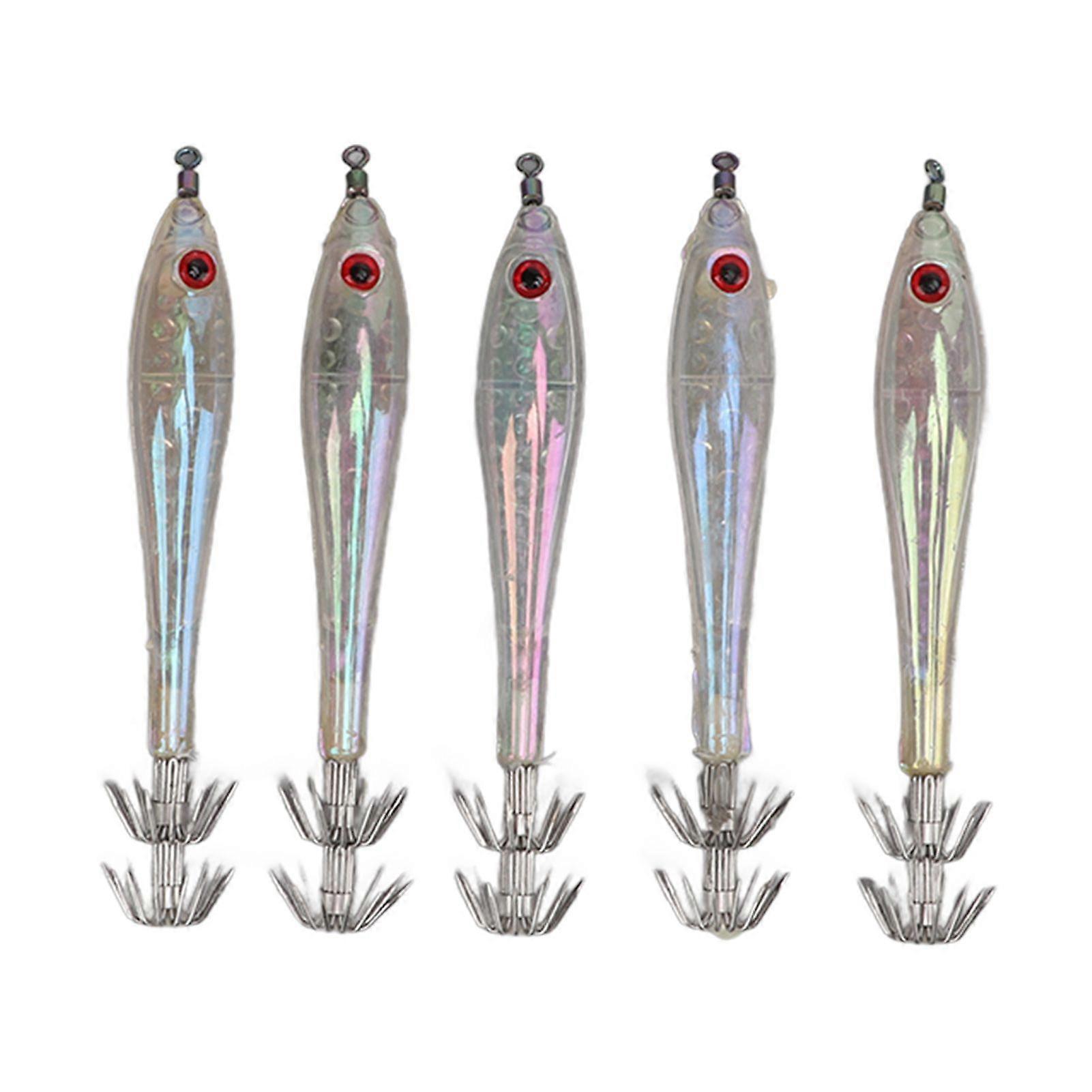 5PCS Hard Fishing Lure Simulation Squid False Bait Hooks Artificial Squid Double Hook Jig