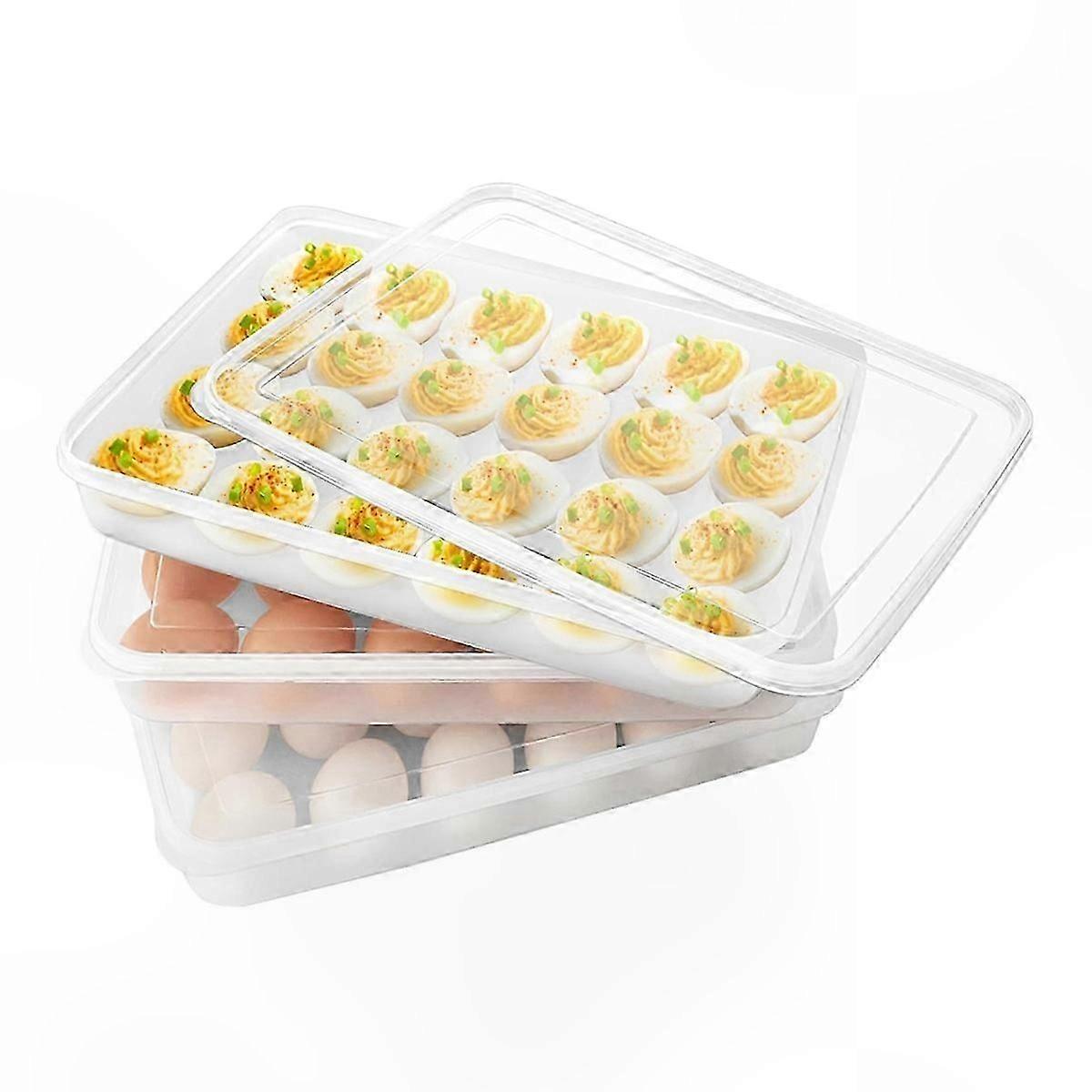 3-Pack Egg Storage Containers with Lids for Fridge, Deviled Egg Holders