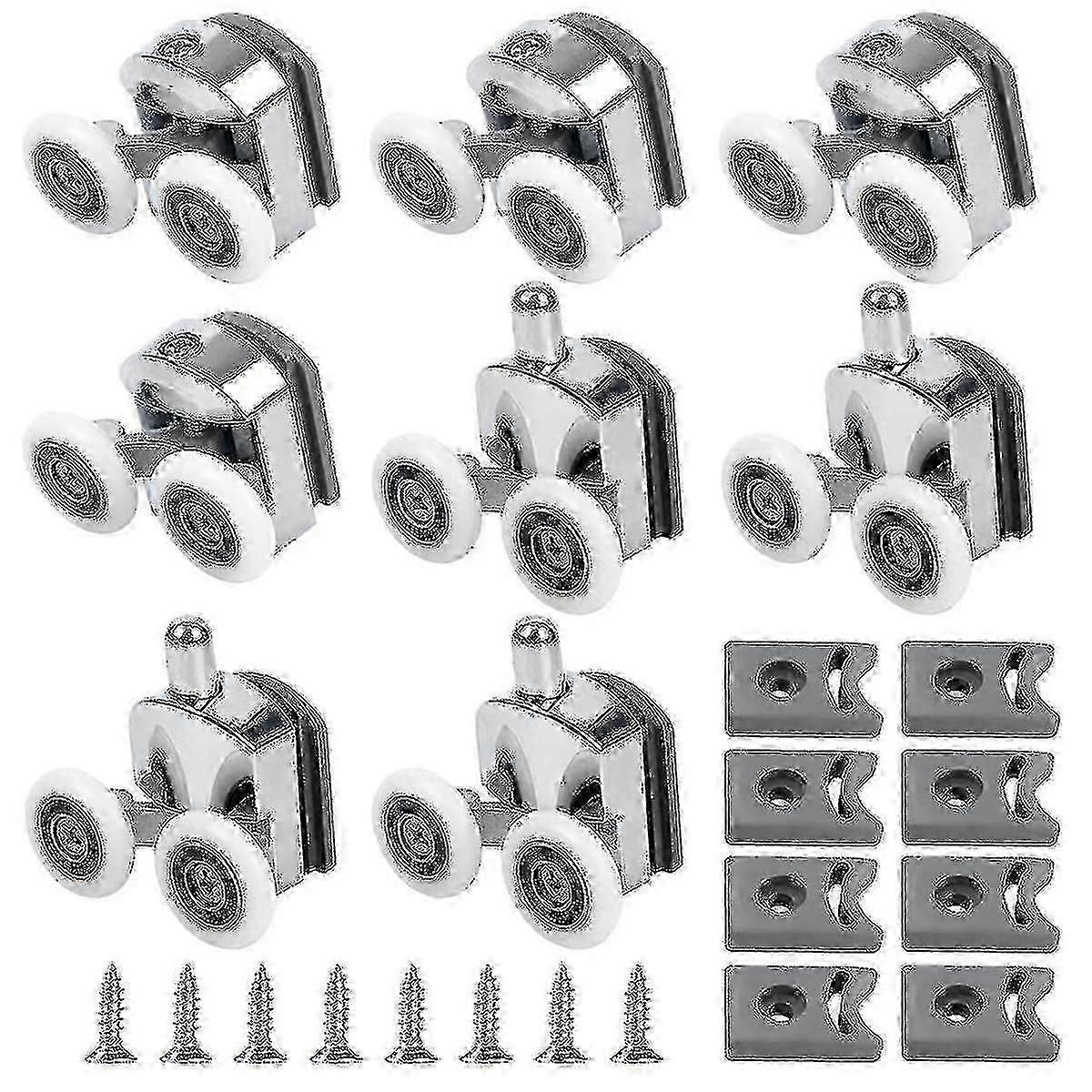 8-Piece Curved Shower Door Rollers Replacement Set for Smooth Glass Door Operation in UK Bathrooms