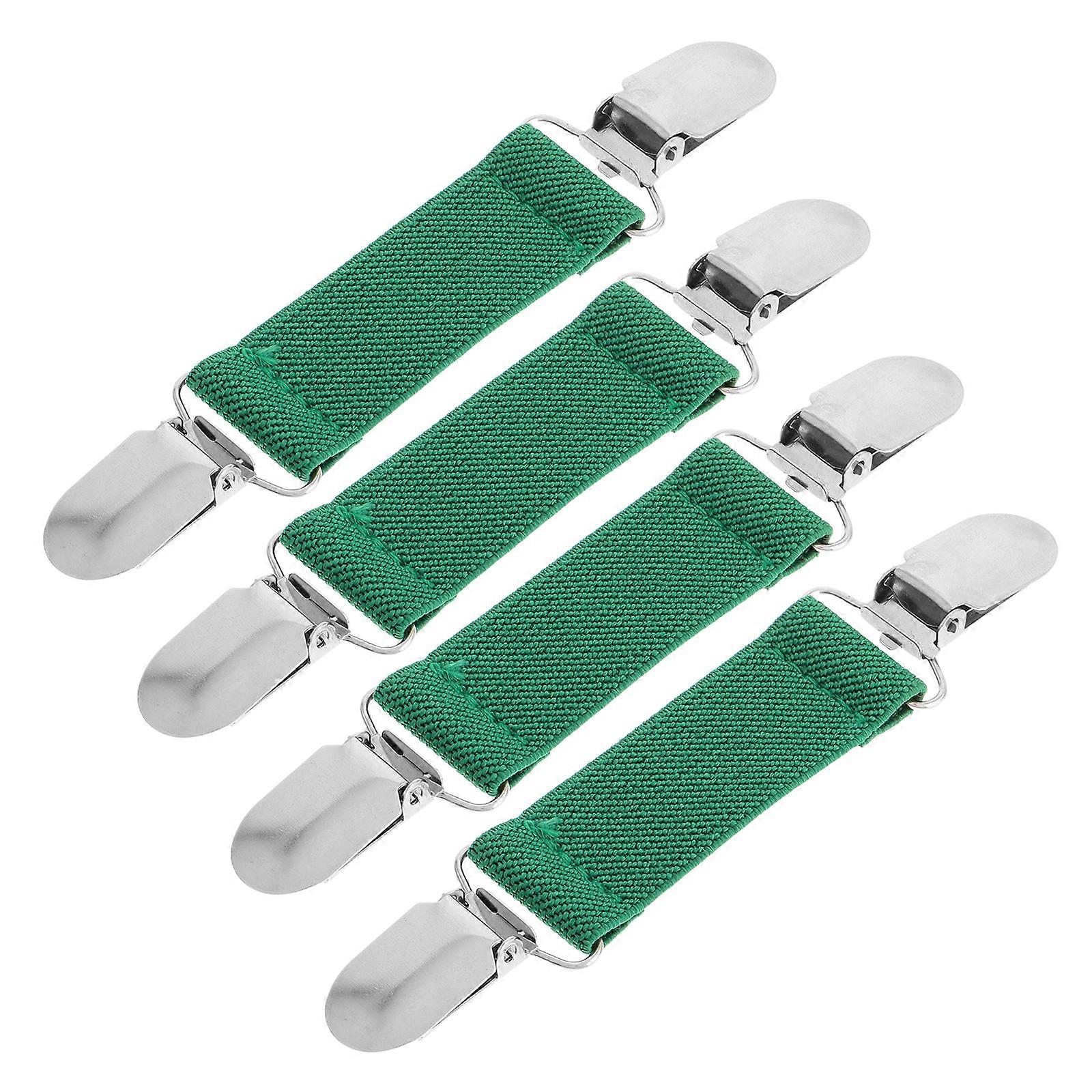 4Pcs Cycling Pants Clips Adjustable Secure Fit For Outdoor Activities Prevents Water Green Elastic Material
