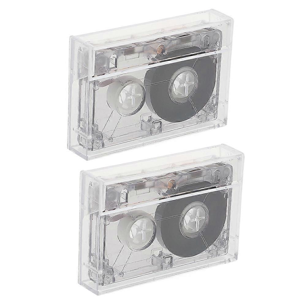 Empty Cassette Tapes Mini 2Pcs for Outdoor Recordings Transparent Plastic for Speech Recording