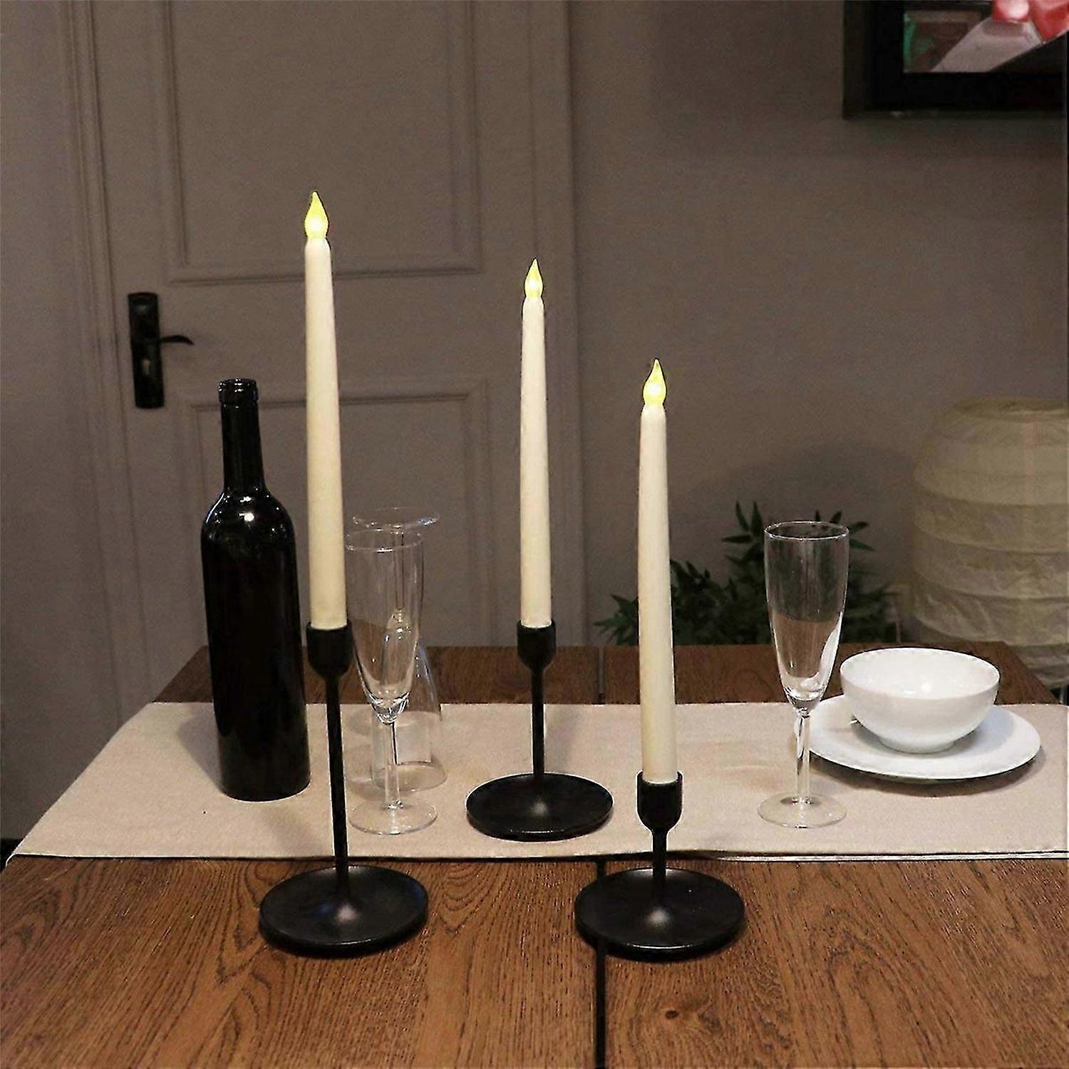 6Pcs Flameless Taper Candles Flickering with 10-Key Remote Timer
