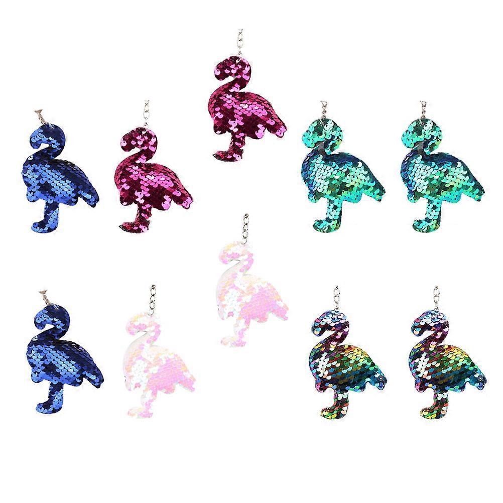 Flamingo Sequin Key Holder Creative Keychains for Hanging Keys 10Pcs