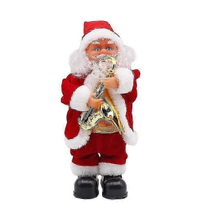 Dancing Singing Santa Claus Toy, Christmas Santa Claus Electric Decoration Playing Saxophone with Music and Shaking Body Feet