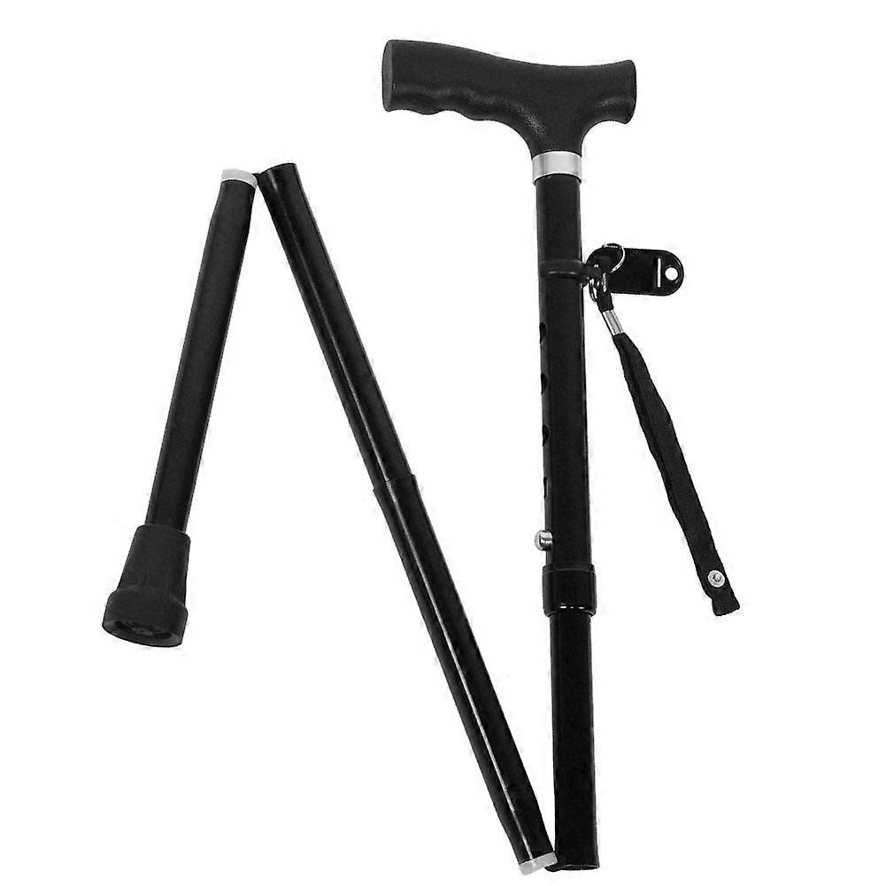Foldable Walking Cane Adjustable Height Handle Crutch Folding Trekking Hiking Pole
