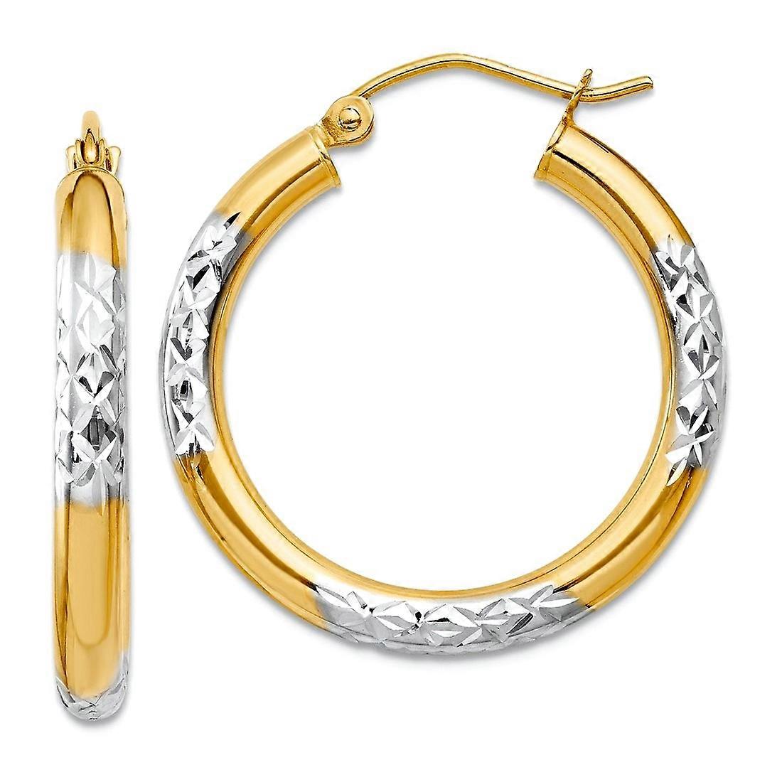 14k Rhodium Sparkle Cut Hoop Σκουλαρίκια-Σκουλαρίκια Κρίκοι για Γυναίκες