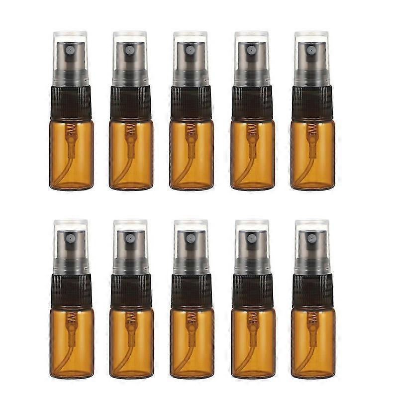 Glass Spray Vials 10 Pcs Brown Small Empty Spray Bottle For Liquid Dispenser Suitable For Outdoor Travel With 3ml Capacity