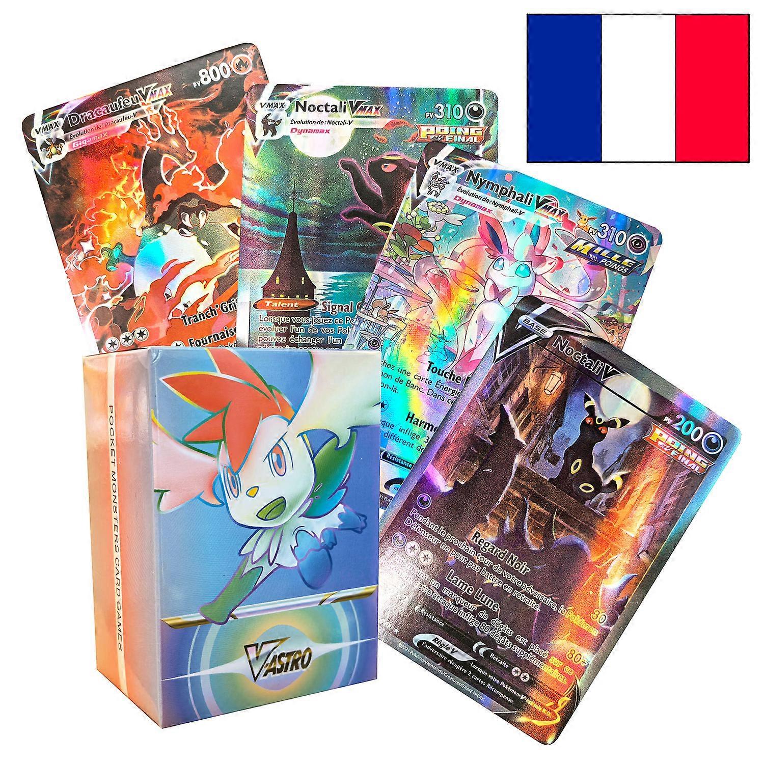 120Pcs Pokemon Cards in French Letters Charizard Arceus Vstar Vmax GX MEGA V-union Kids Pokmo Gift Game Collection Card Rainbow