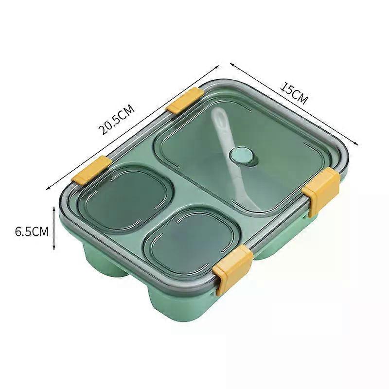1Pcs Single Layer Plastic Lunch Box 4 Compartments Microwave Safe Leakproof Bento Container for Adults Students