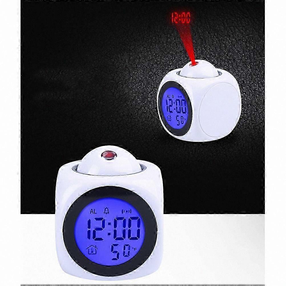 Projection Alarm Clock with Voice Announcement and Snooze Feature