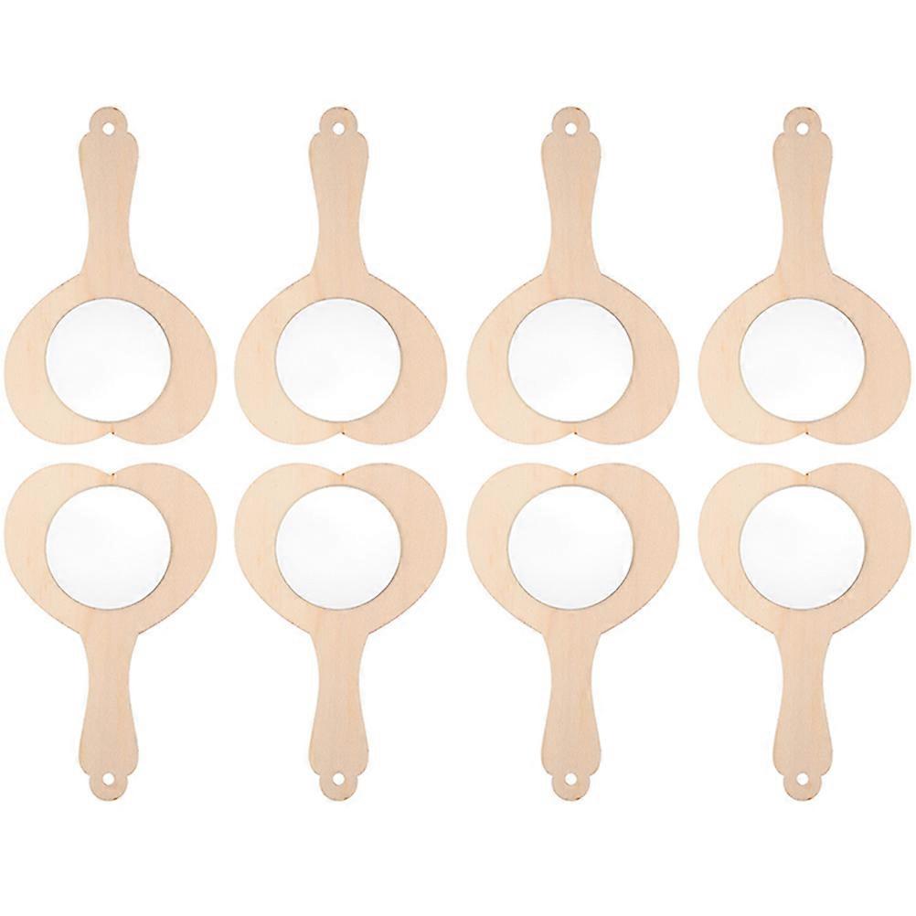 DIY Wooden Handheld Mirror for Makeup 24Pcs Unpainted Craft Mirrors