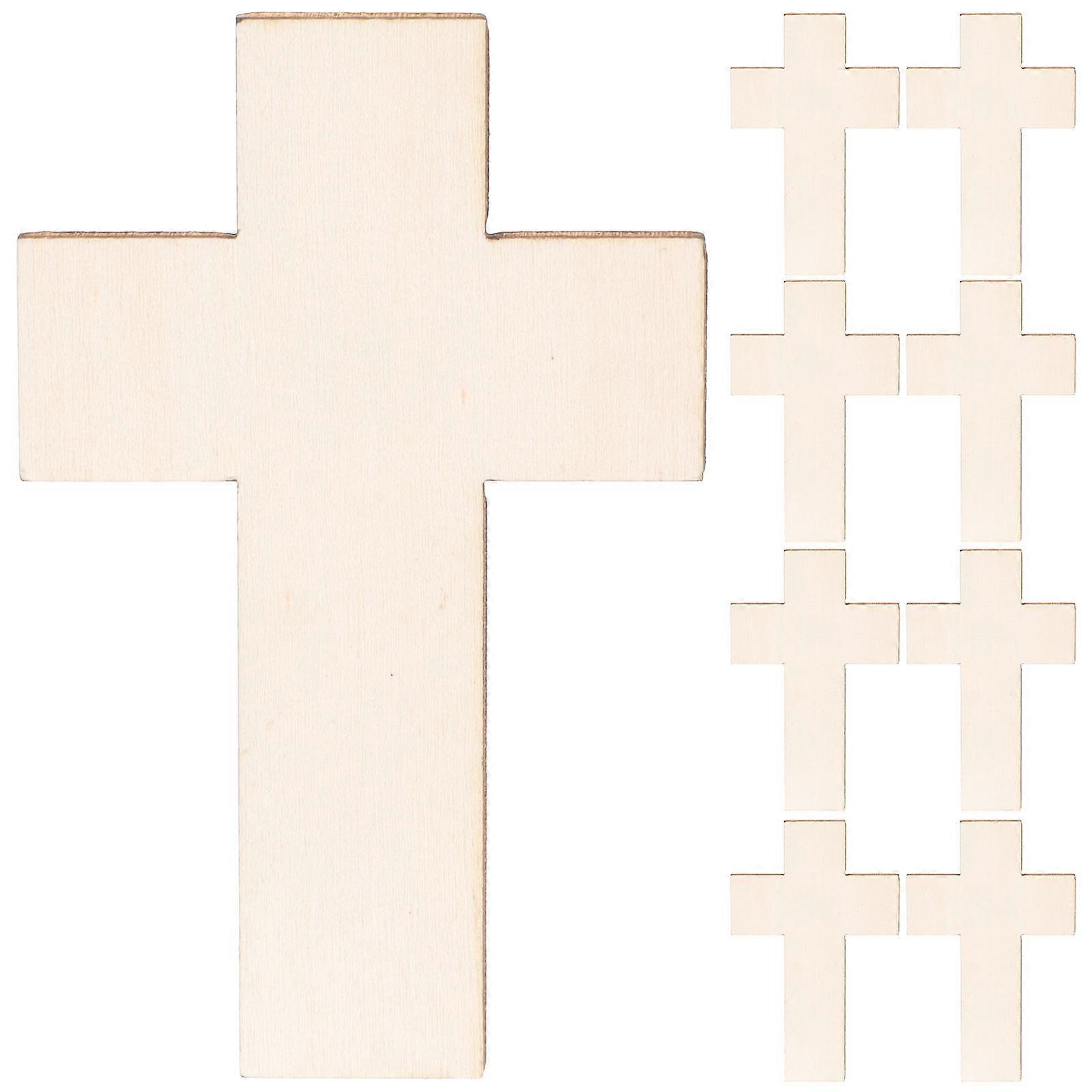 40Pcs Cross Shape Wooden Chips for Craft Use Light Yellow Wood Slices