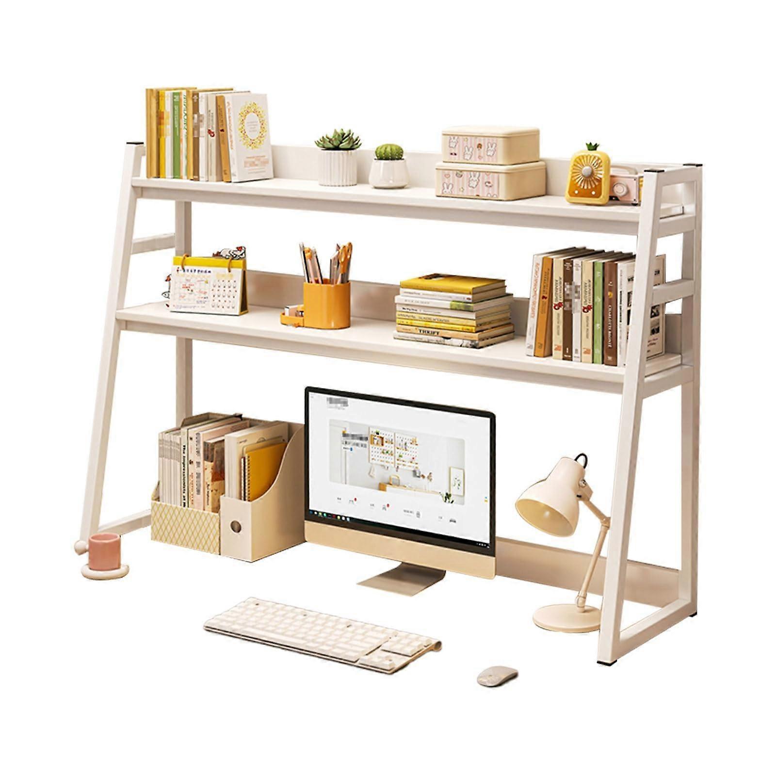 Computer Desk Shelf 2-Tier Open Storage Unit, Thickened Steel Frame, Stable Load Bearing, Bookcase for Home Office, Color C
