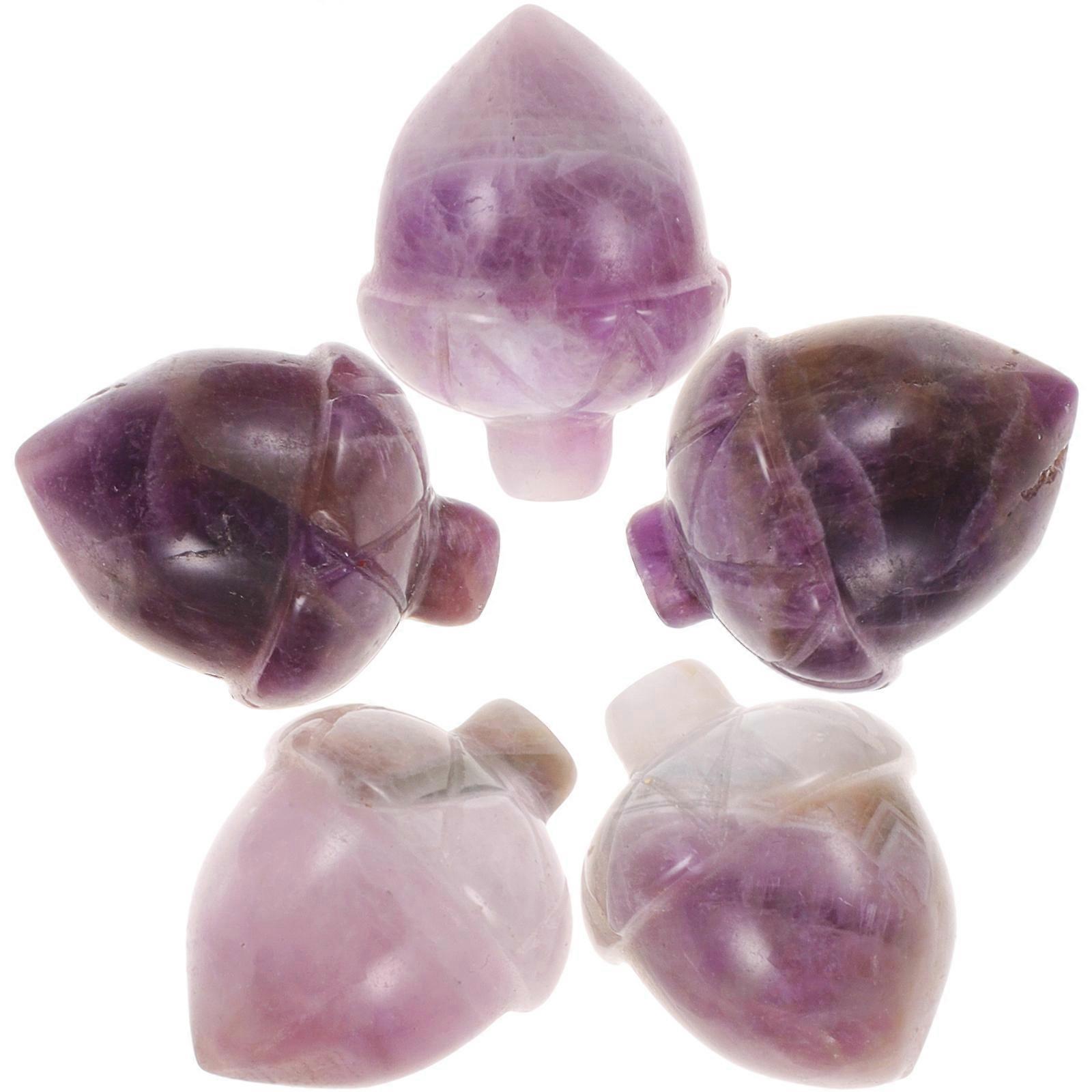 Purple Jade Pine Cone Carvings for Decor 25Pcs Hand Made Sculptures
