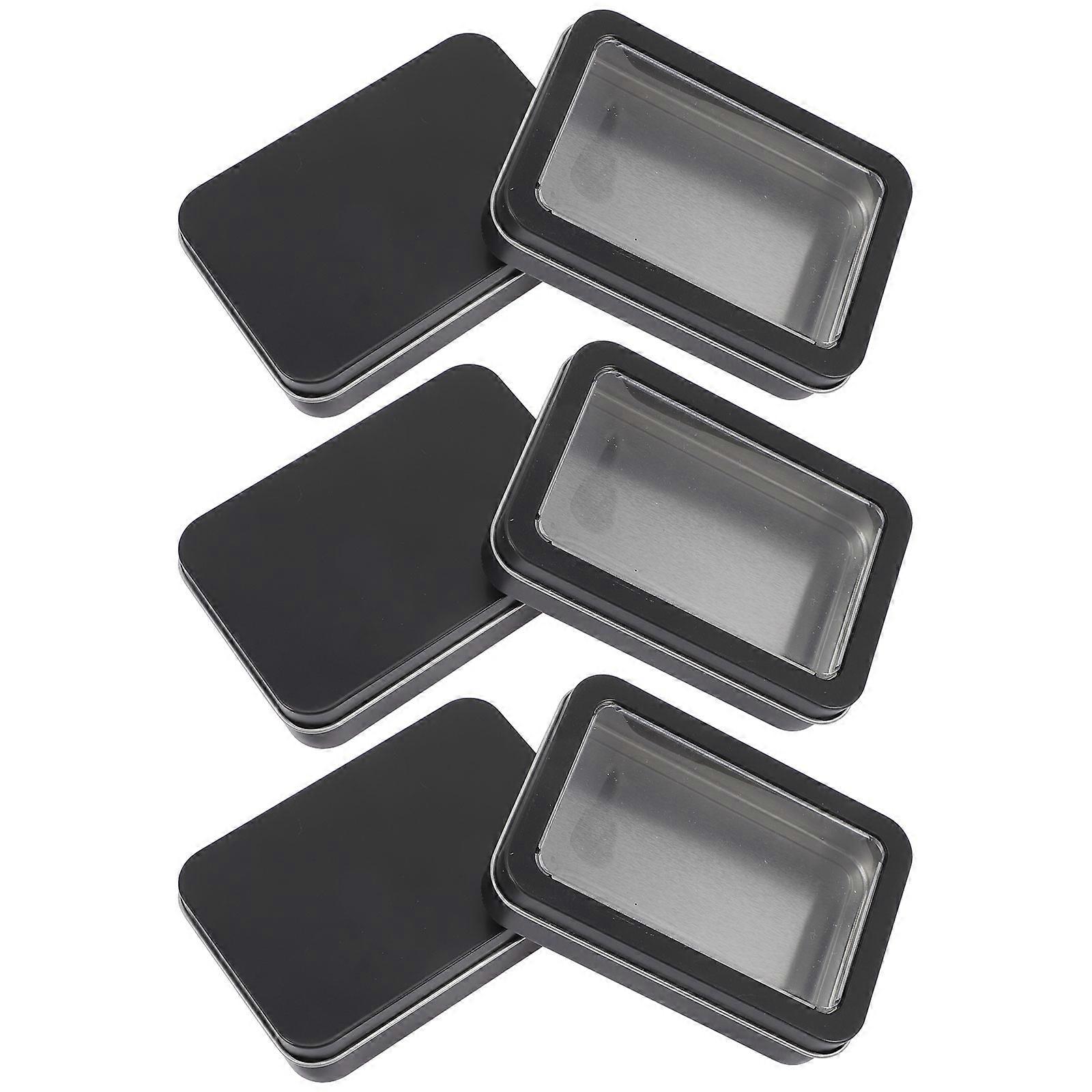 Black Tinplate Card Decks Box With Clear Window For Efficient Storage Organization Of Cards And Small Beads 18Pcs