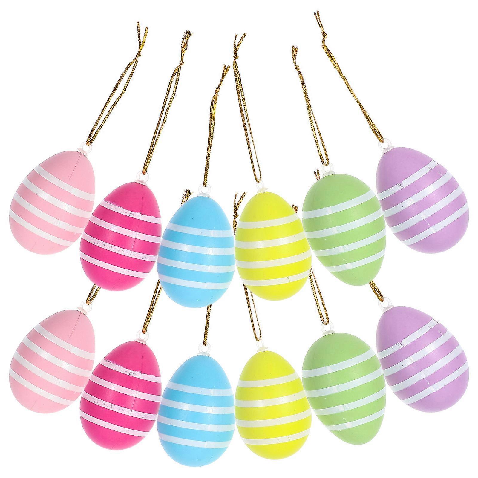 Plastic Easter Eggs Hanging Decoration for DIY Crafts 24Pcs Set
