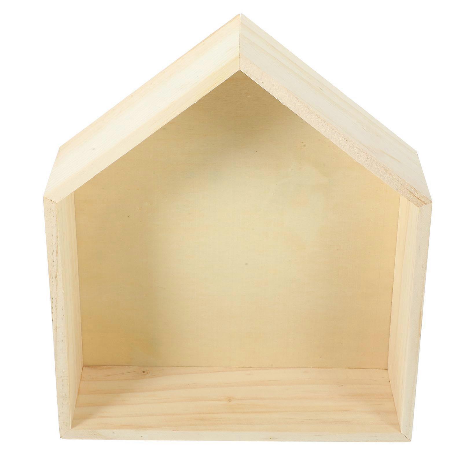 House Shape Wall Shelf Wooden Floating Shelf for Bedroom 4Pcs Set