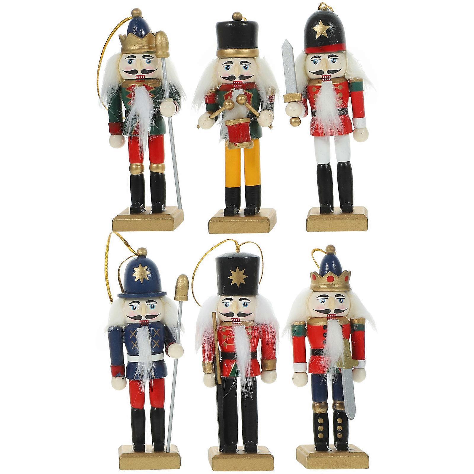 Nutcracker Pendant For Christmas Tree Decoration 12.00X3.50X3.50cm Suitable For Parties 24Pcs Wooden Design