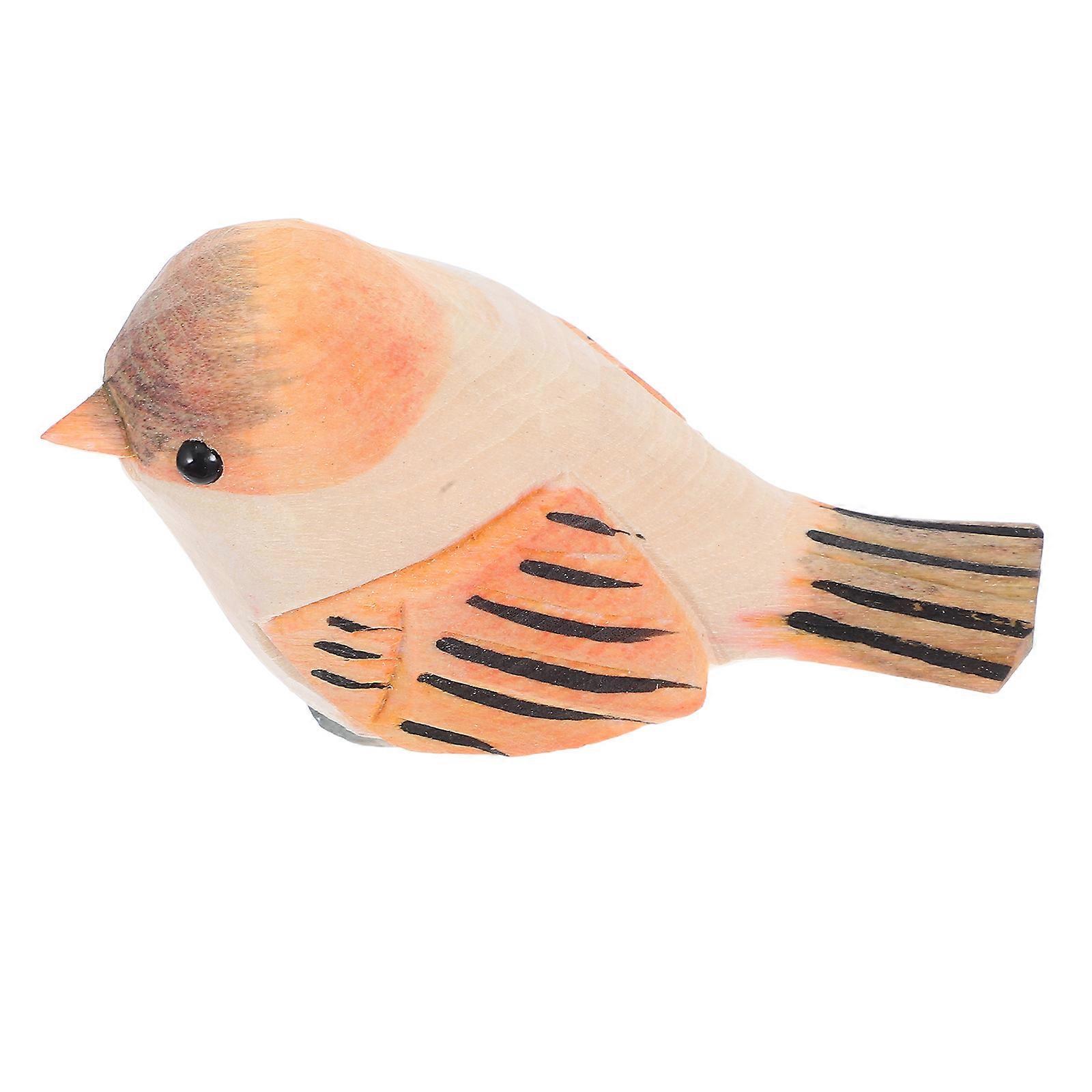 Multi Colored Wooden Bird Desktop Ornament Decoration for Office Environment Hand Carved 1Set