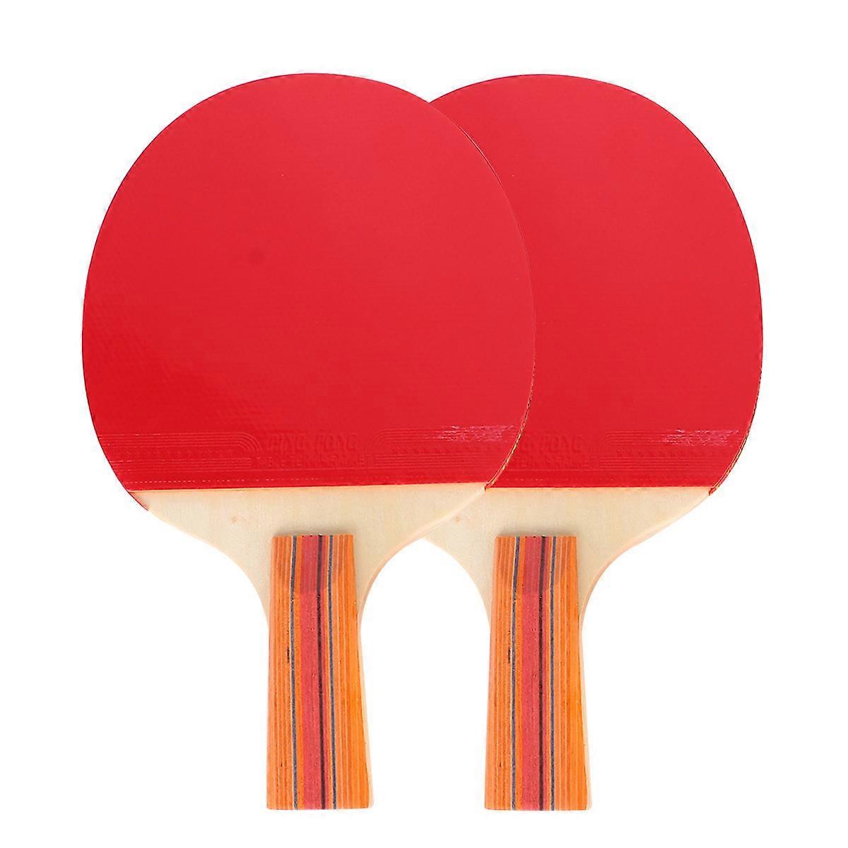 Pong Racket Anti-Slip Grip with Tennis Balls for Training 2Sets Wooden Red