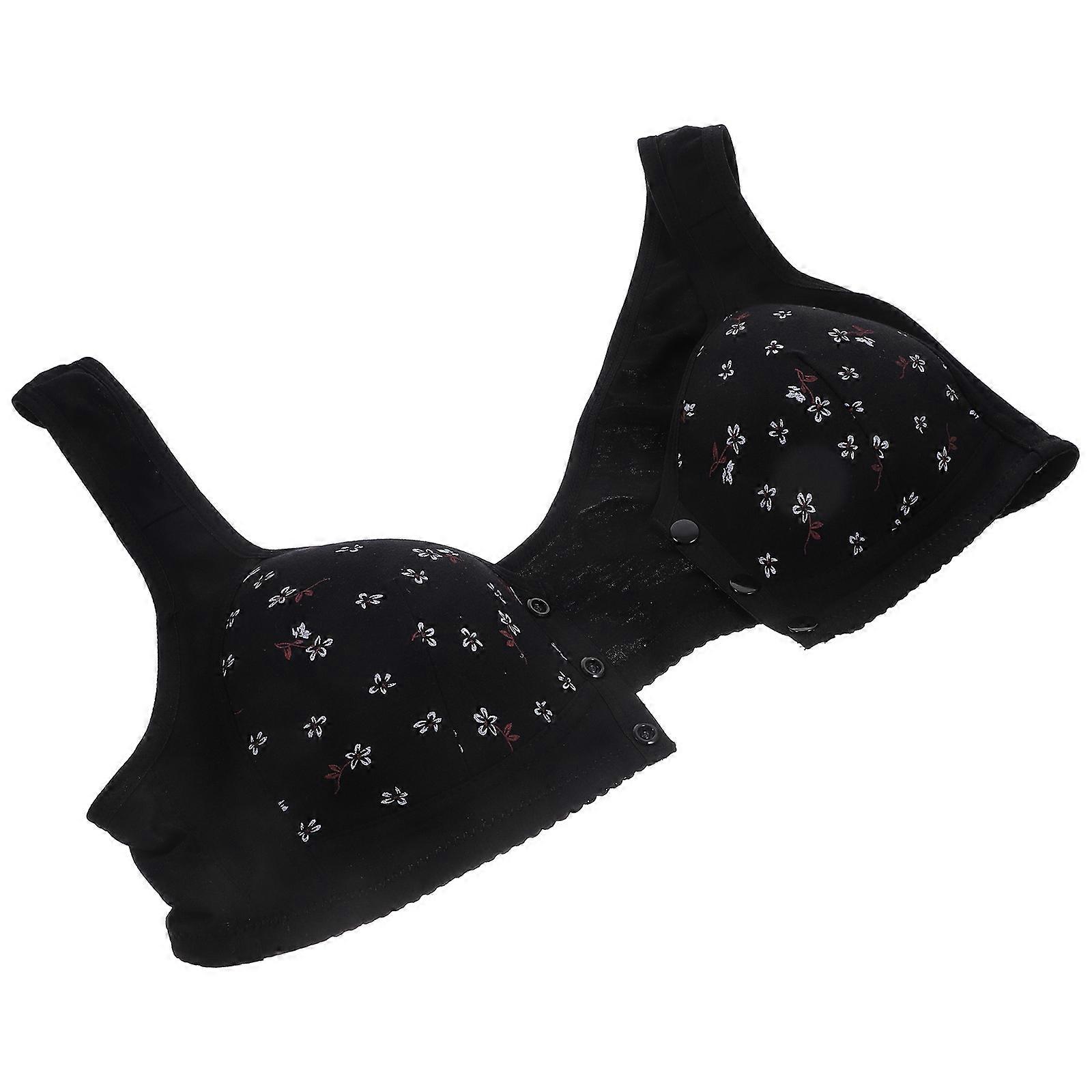 Snap Front Bras For Older Women Front Closure Design Comfortable Black 2Pcs