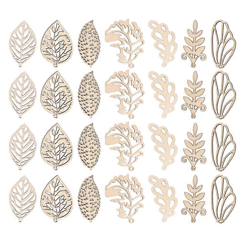 Assorted Color Wooden Leaf Cutouts for DIY Crafting 50Pcs Wood Slices