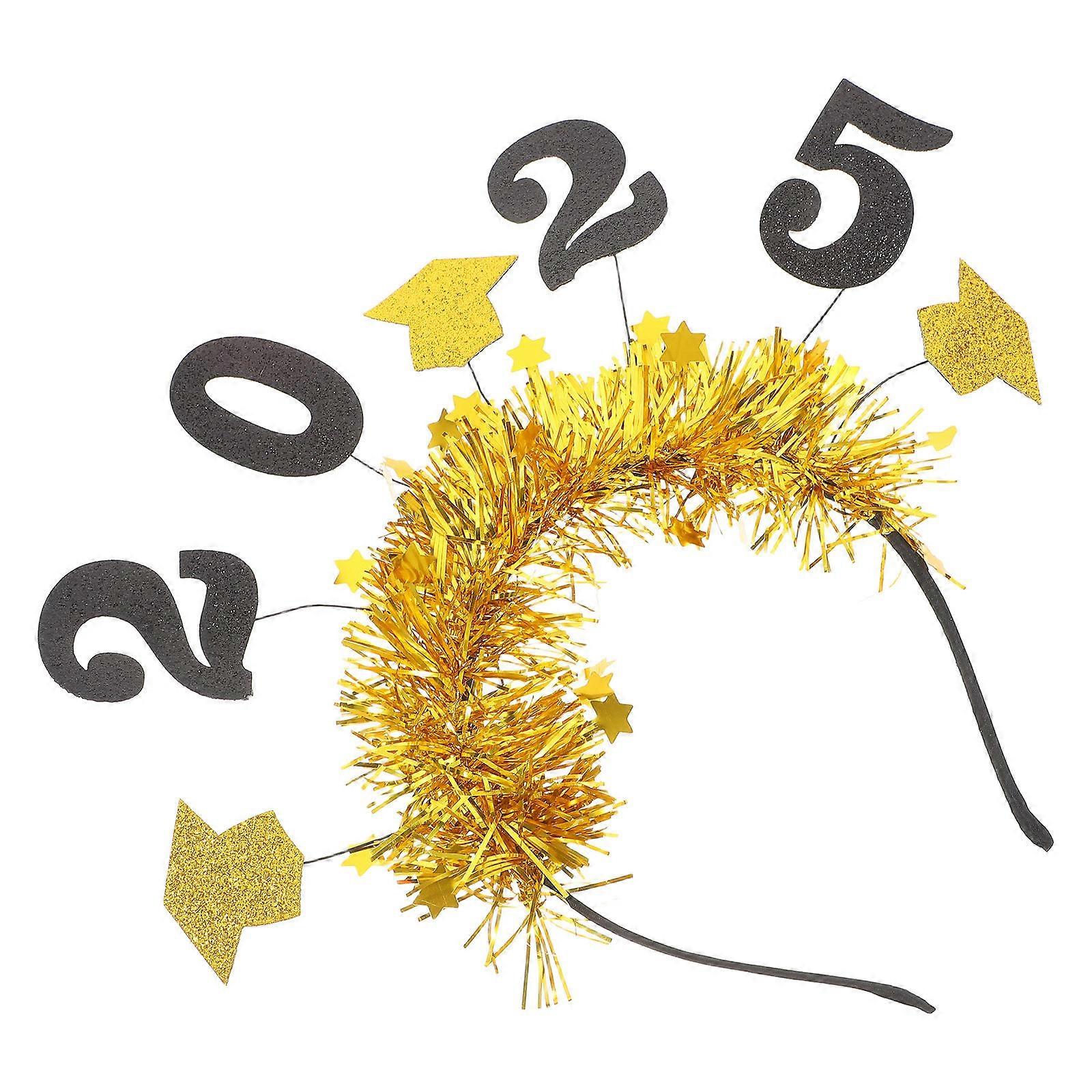 Graduation Cap Headband for Graduation Party with 2Pcs Golden Fabric and Iron