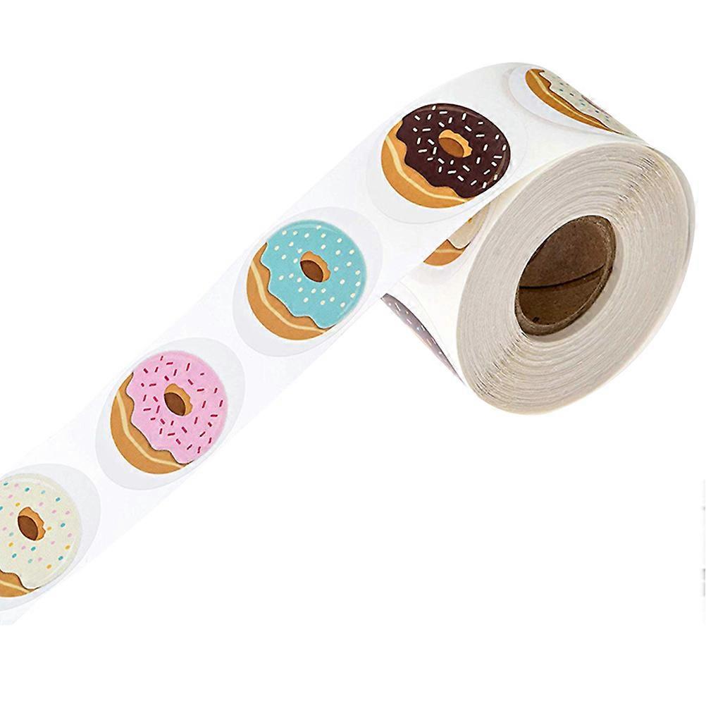 Wrapping Stickers Donuts Design for Decoration 3 Rolls 500Pcs Baking Packaging Labels