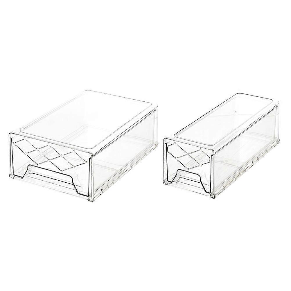 Refrigerator Storage Container Drawer Type for Storage 2Pcs Transparent Pet