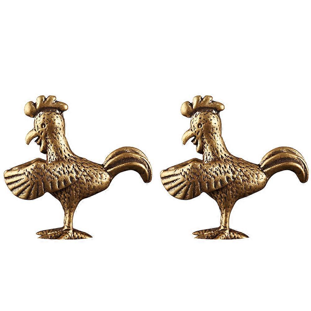 Brass Chicken Keychain for DIY Hanging Ornament 4Pcs Dark Brown