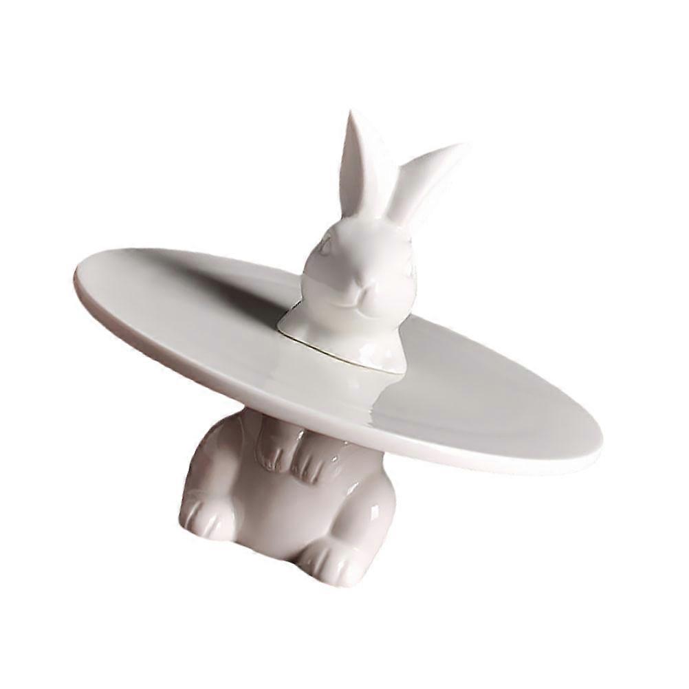 Cake Display Stand Ceramics Cake Tray for Storage 2Pcs White