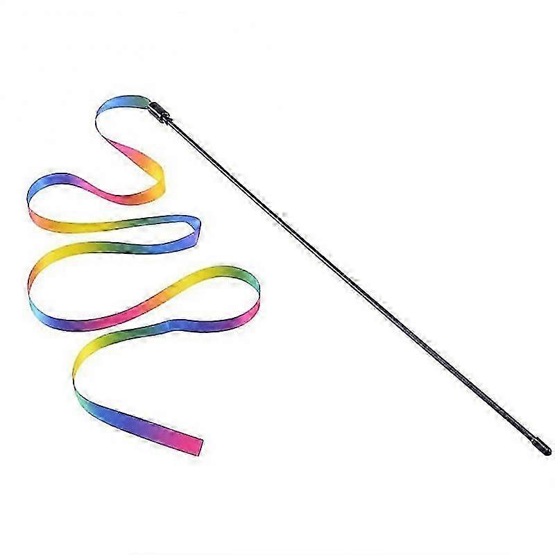 Interactive Cat Teaser Rod with Double-Sided Rainbow Ribbons - Engaging Play Toy to Stimulate Your Feline Friend