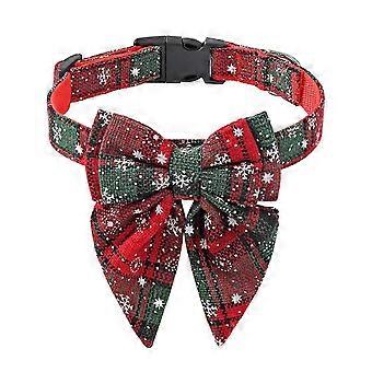 Pet Dog and Cat Collar Christmas Snowflake Red Bow Collar Adjustable Collar Small/Medium/Large (Red & Green) S