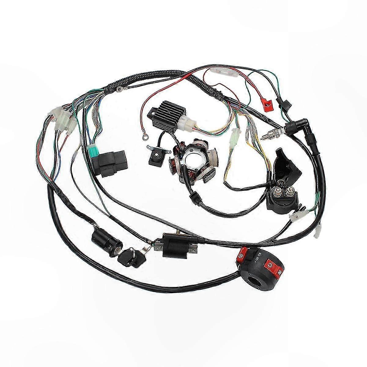 Complete Electrical Wiring Kit with Stator and 6-Coil Harness for 50-125cc Motorcycles ATVs Pit Bikes Go Karts