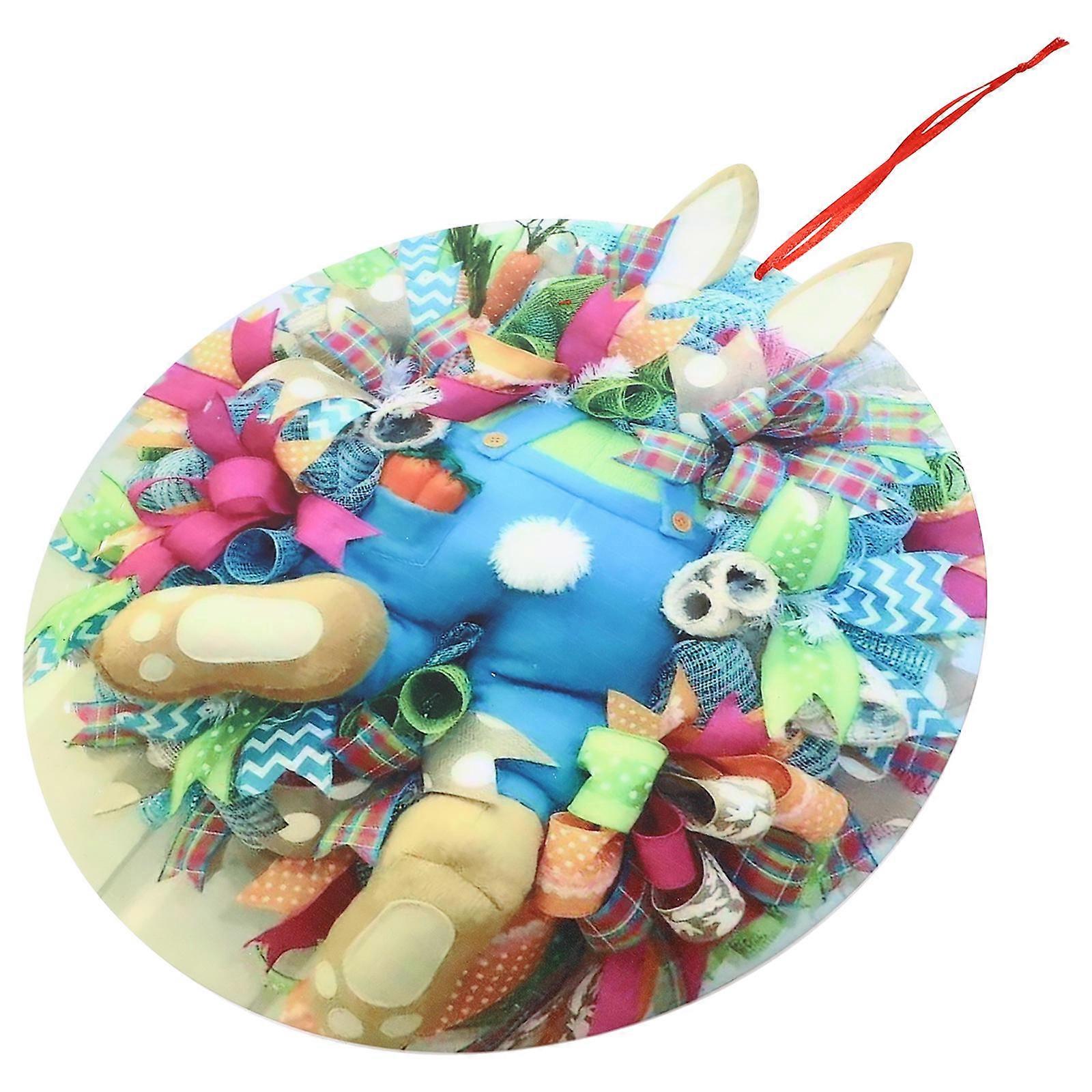 Spring Hanging Ornament Bunny Wreath for Easter Door Decoration 2Pcs