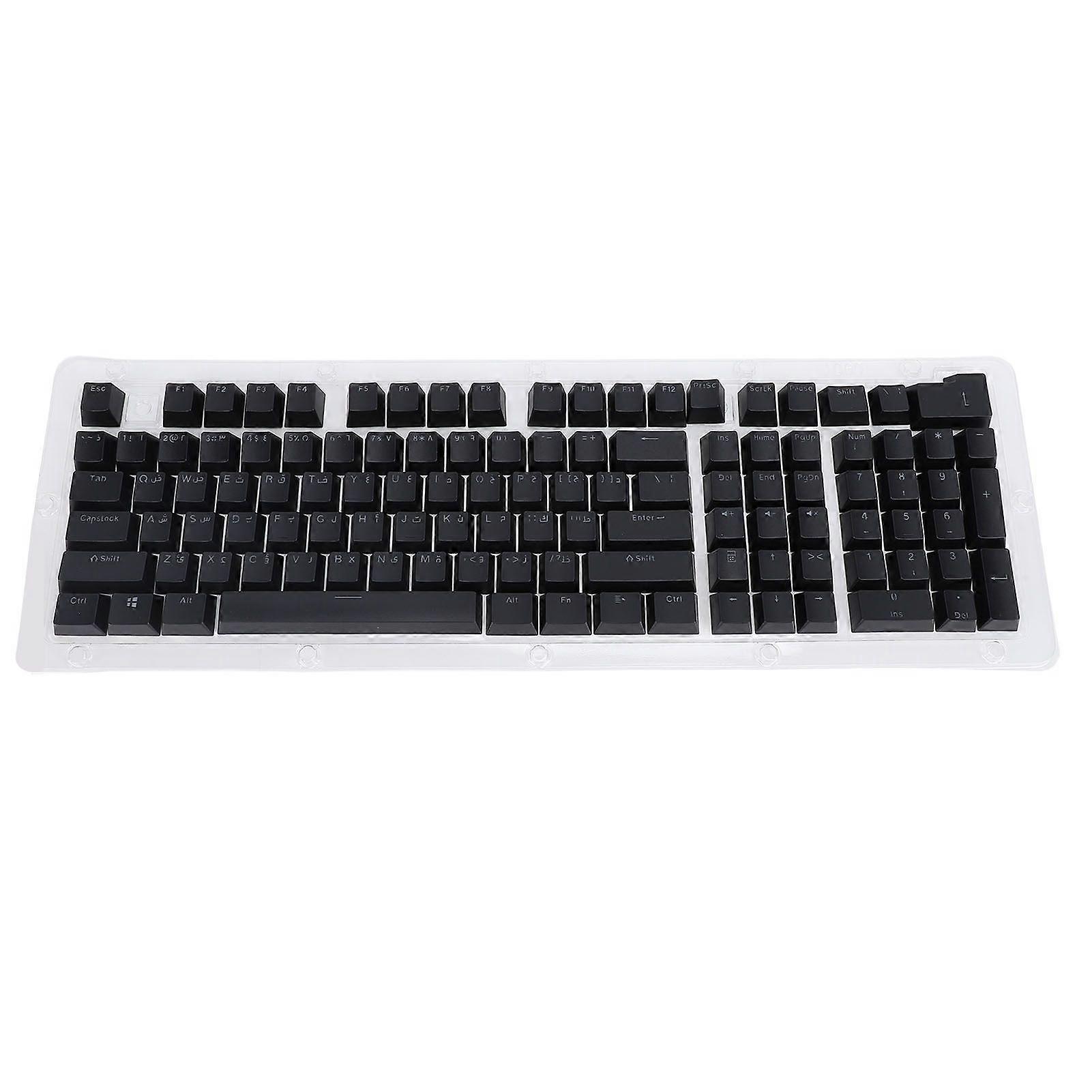 112 Keys Arabic Keyboard Keycaps Minimalist Style Mechanical Keyboard Keycaps for 61 64 68 84 87 96 98 100 104 108 Keyboards Black