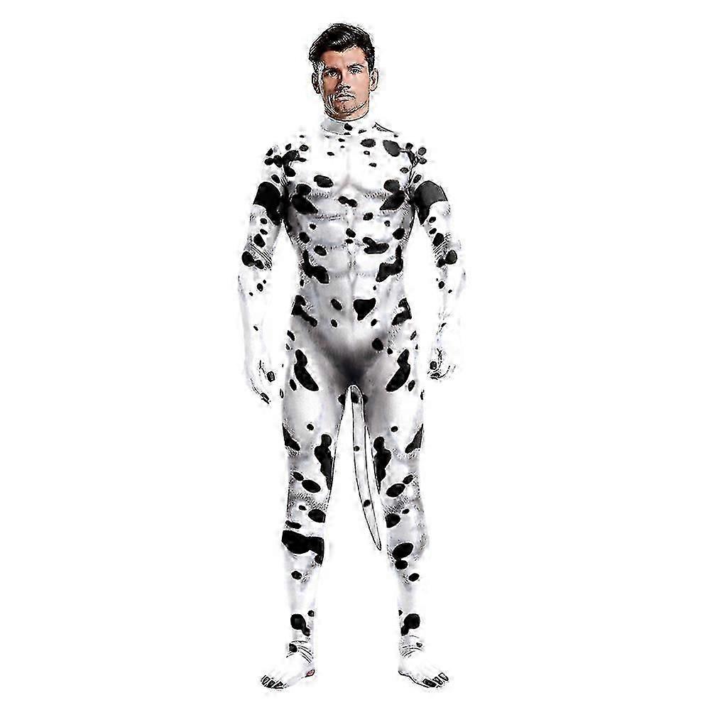ダルメシアンコスチューム大人用動物ジャンプスーツハロウィン変装カーニバルコスチューム