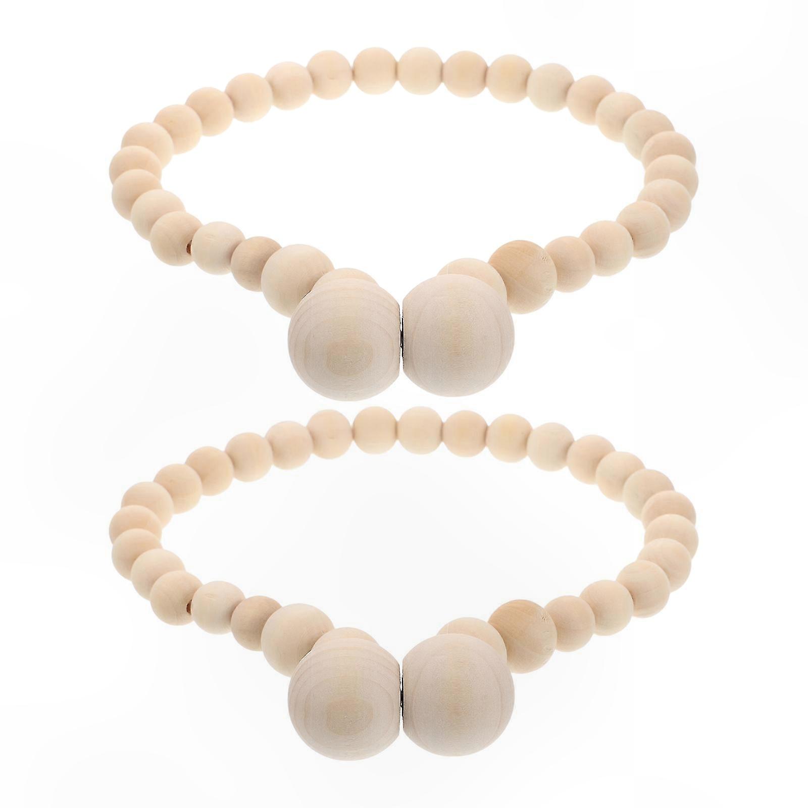 Magnetic Wood Curtain Tiebacks for Drapery, Boho Style Holdbacks (Set of 10)