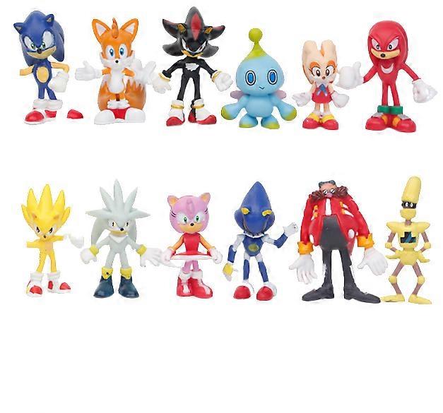 12pc new Sonic PVC Action Figures Cake Decorations Hedgehog Model Dol