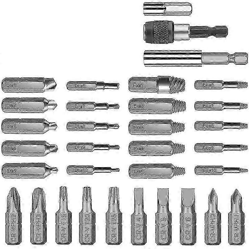 Damaged Screw Extractor Extractor Kit 33 Pieces With Magnetic Extension Bit Holder Socket Adapter