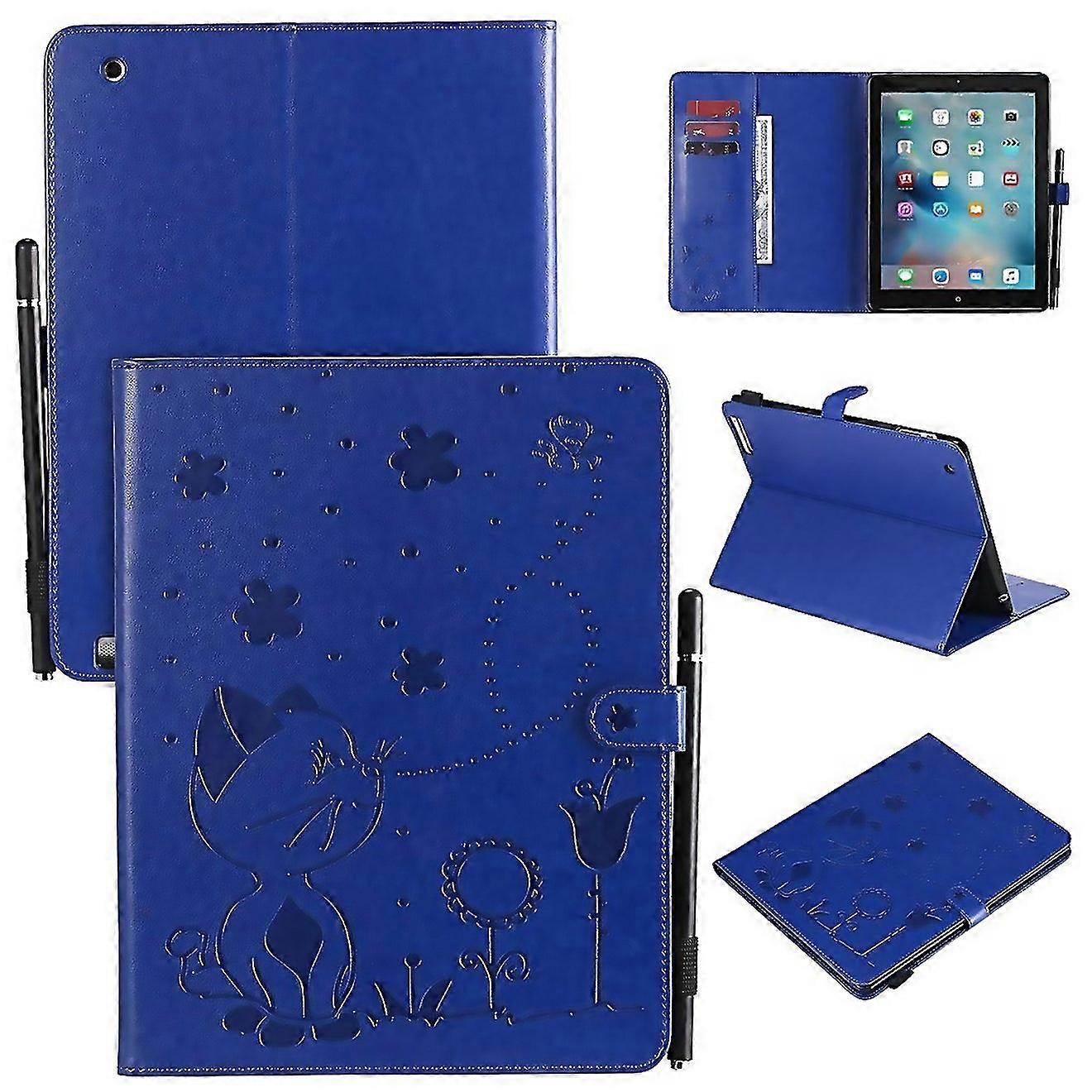 For Ipad 4 3 2 Cat Bee Embossing Pattern Horizontal Flip Leather Case With Holder Card Slots Wallet