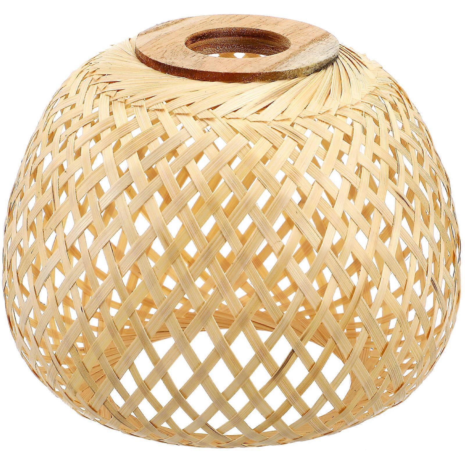 Rustic Style Bamboo Lamp Shade for Ceiling Lights 2Pcs Woven Cover
