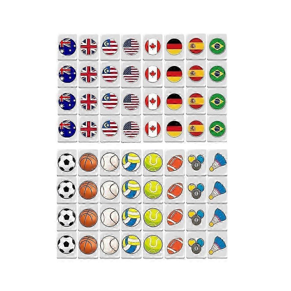 64+1 Blocks Seaside Escape Mahjong Game with Pattern of Flag Popular Game Relax