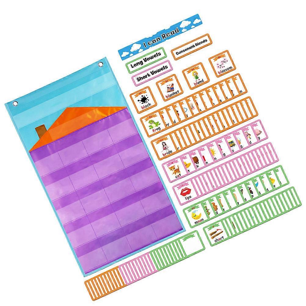 Creative Hanging Pocket Chart Letter Cards for Decor 1Set Portable Learning Tool